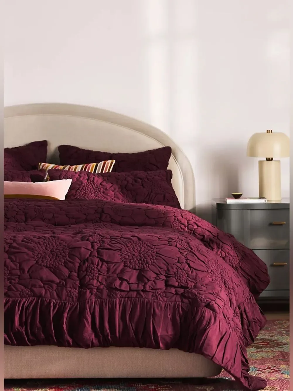 New Anthropologie Dahlia 100% Cotton Jersey Floral Quilt Size Queen